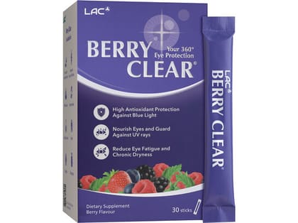 LAC Berry Clear | Eye Supplement | With Billberry, Lutein & Eyebright Extract | Supports Healthy Vision, Relieves Dry Fatigued Eyes (30 Sticks)