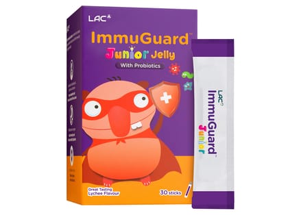 LAC ImmuGuard Junior with Probiotics Lychee Flavour | Fight against illnesses, replenish good bacteria & strengthens immunity for children (30 Jelly Sticks)