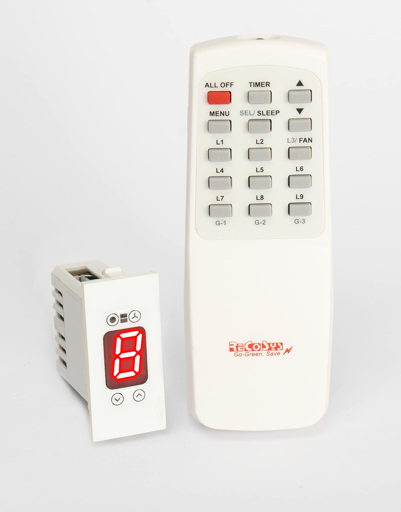 ReCoSys Remote Control Switch for 1 Light and 1 Fan with Regulator, Timer ,Sleep Mode, Learning