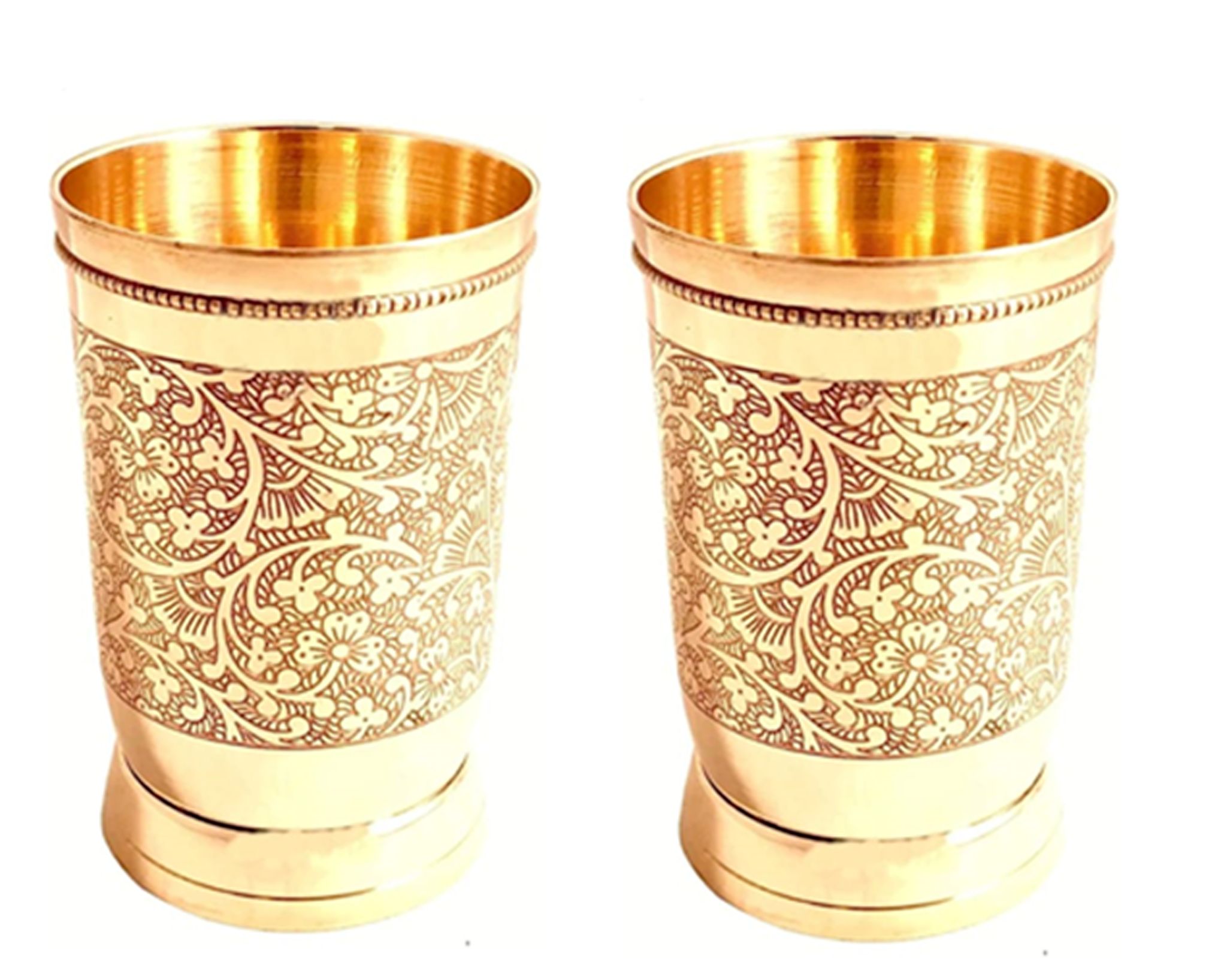 Mii Art Brass Glass for Drinking/Gift & decoretion(Size-Large 350 ml) Pack of 2 pcs