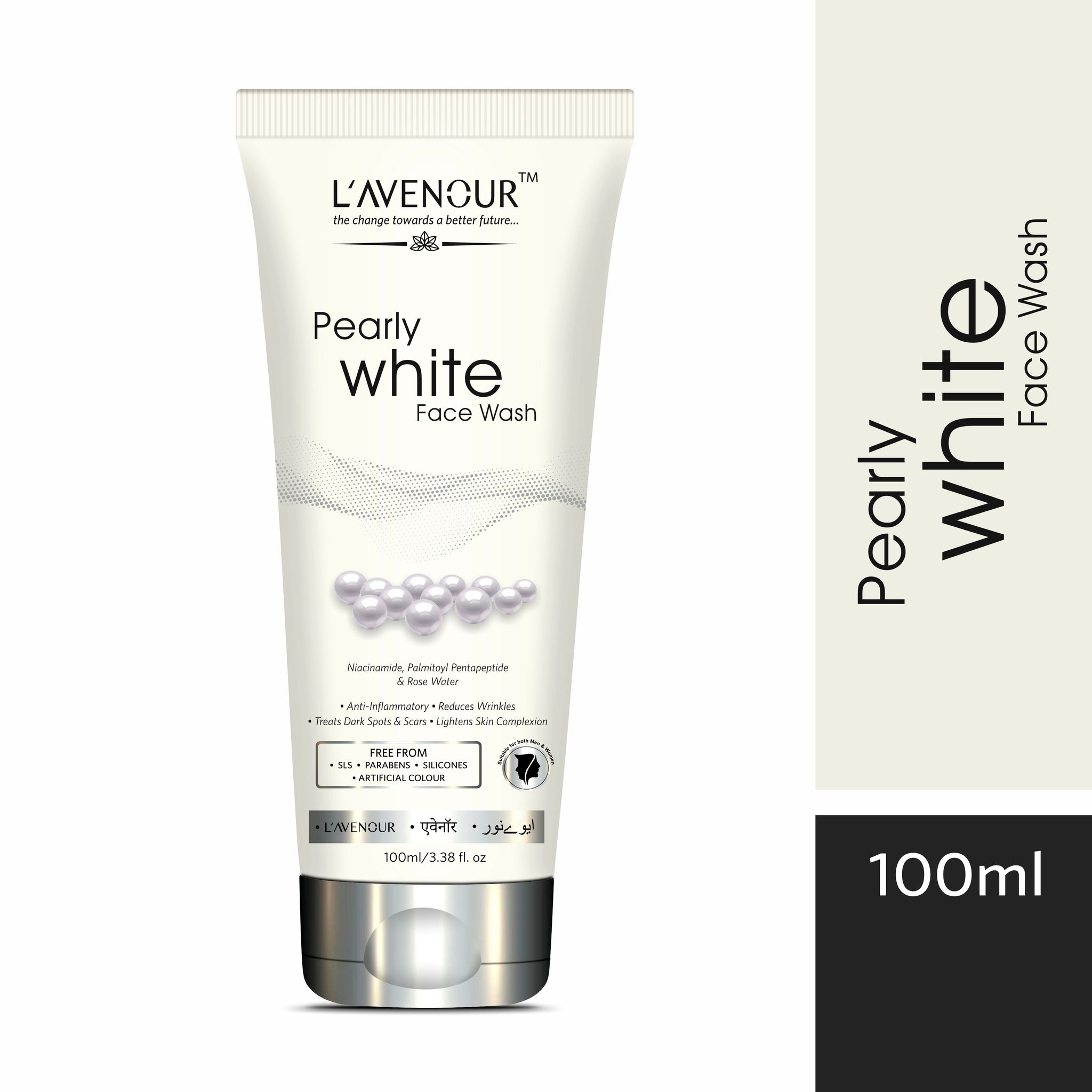 L'avenour Pearly White Face Wash For Women & Men, Reduce Wrinkles, Treat Dark Spots & Scars - 100ml
