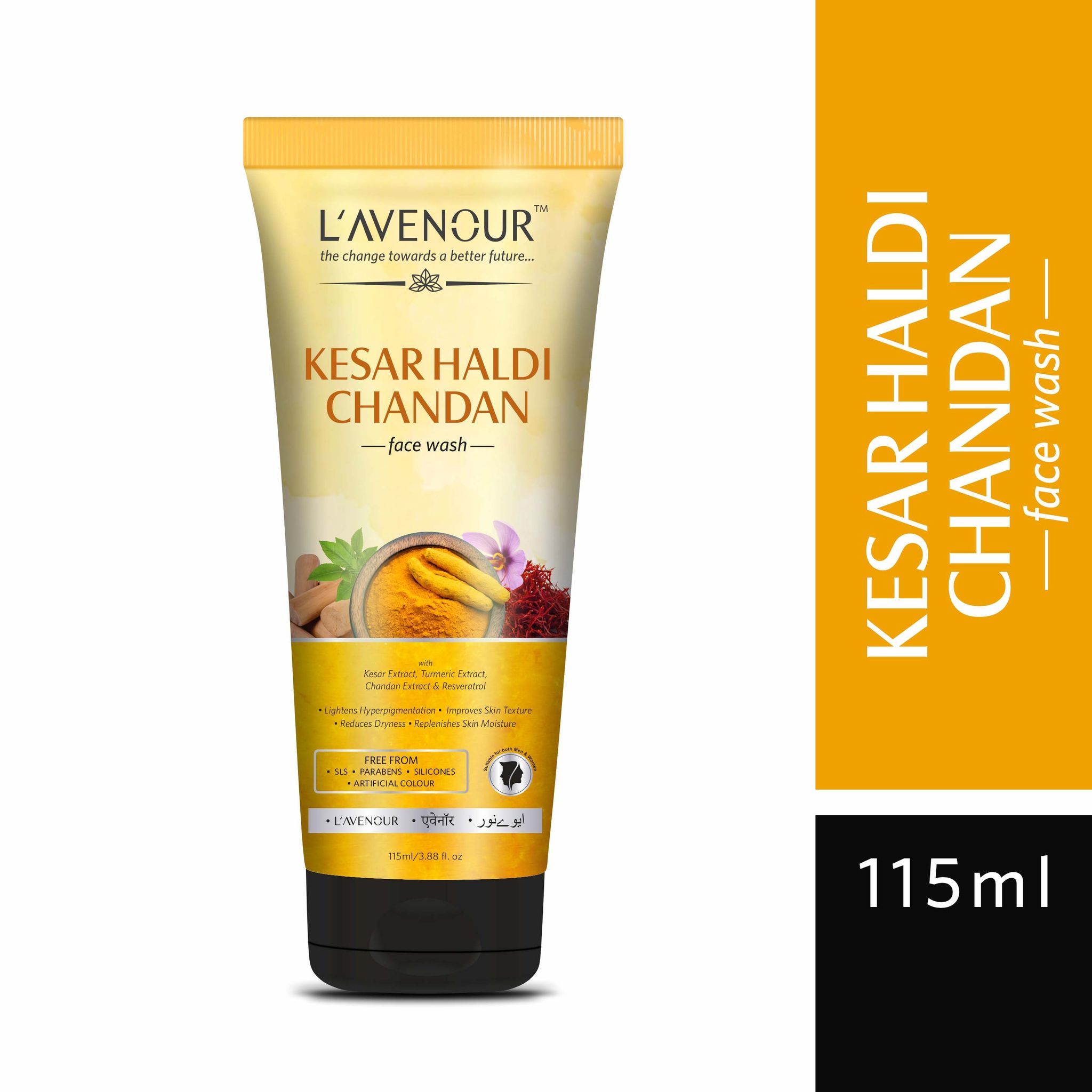 L'avenour Kesar Haldi Chandan Face Wash For Men & Women, Natural Ubtan Facewash - 115ml