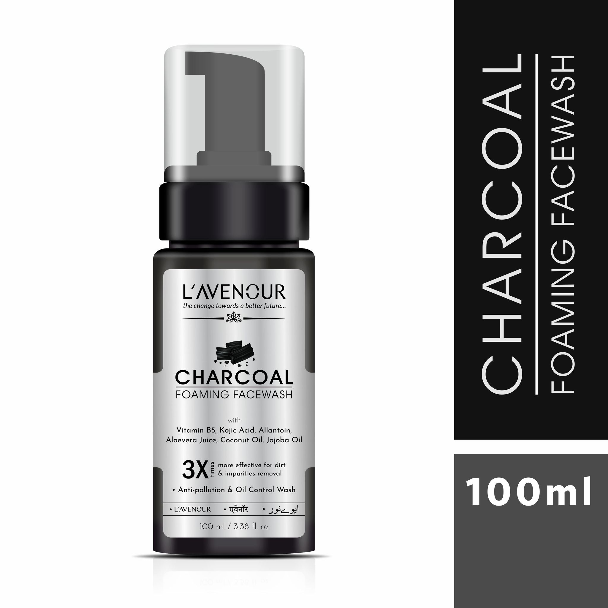 L'avenour Charcoal Foaming Face Wash For Pollution & Oil Control For Men & Women - 100ml