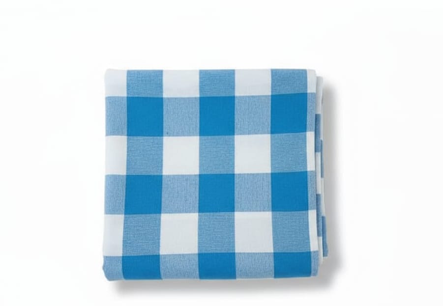 RRR Classic Light Blue Gingham Checkered Towel for Dining & Picnics
