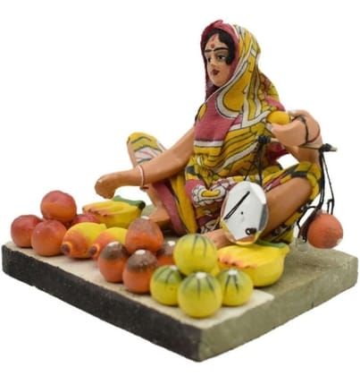 Handicraft Indian Lady Vegetable Seller Figurine & Cultural Decor Showpiece