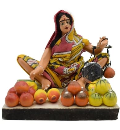 Handcrafted Traditional Indian Fruit Seller Figurine Ethnic Decor