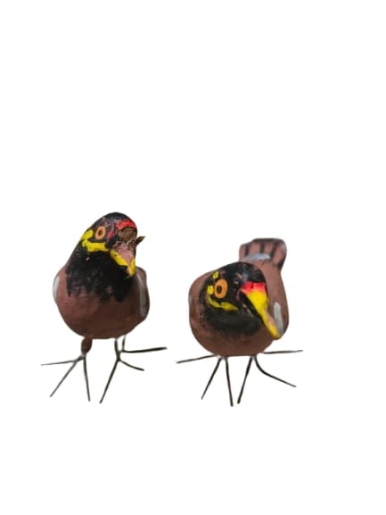 Hand-Painted Myna Bird Figurines Set of 2 for Home Decor