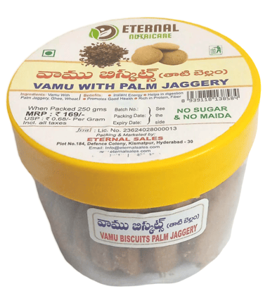 Eternal Nutricare Vamu with Palm Jaggery Biscuits - No Sugar, No Maida, 250g