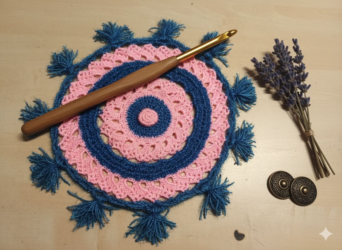Handcrafted Bohemian Crochet Fan with Tassels
