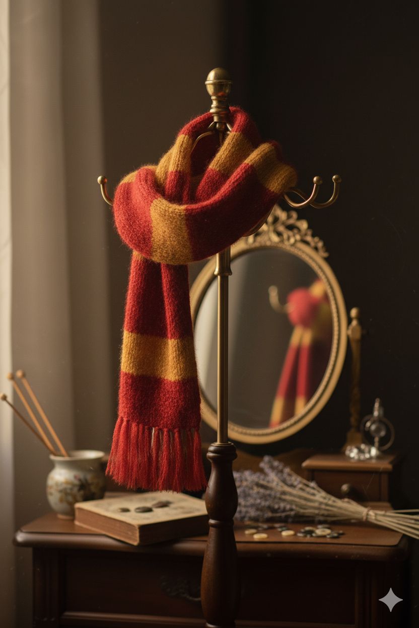 Cozy Red & Yellow Striped Wool Knit Scarf