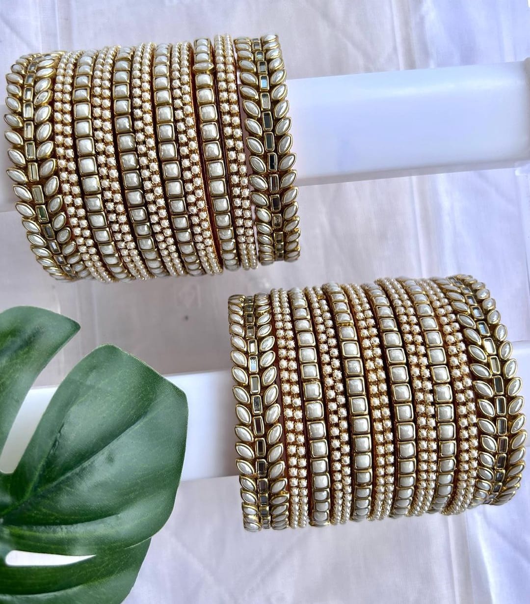 Traditional Gold Plated Pearl & Stone Studded Bangle Set for Women - Ethnic Indian Jewelry
