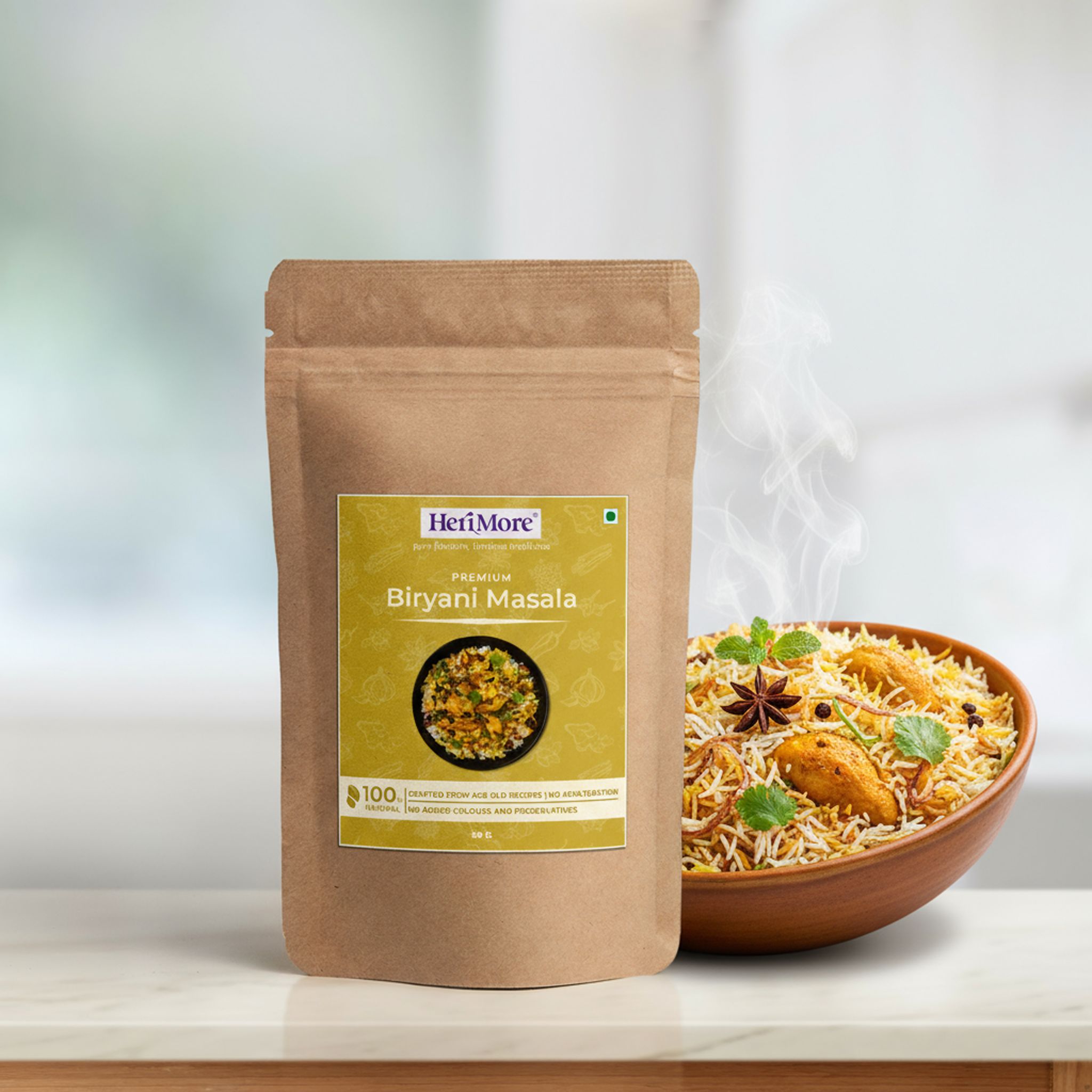 HeriMore Premium Biryani Masala - Authentic Spice Blend for Irresistible Flavor, 50g