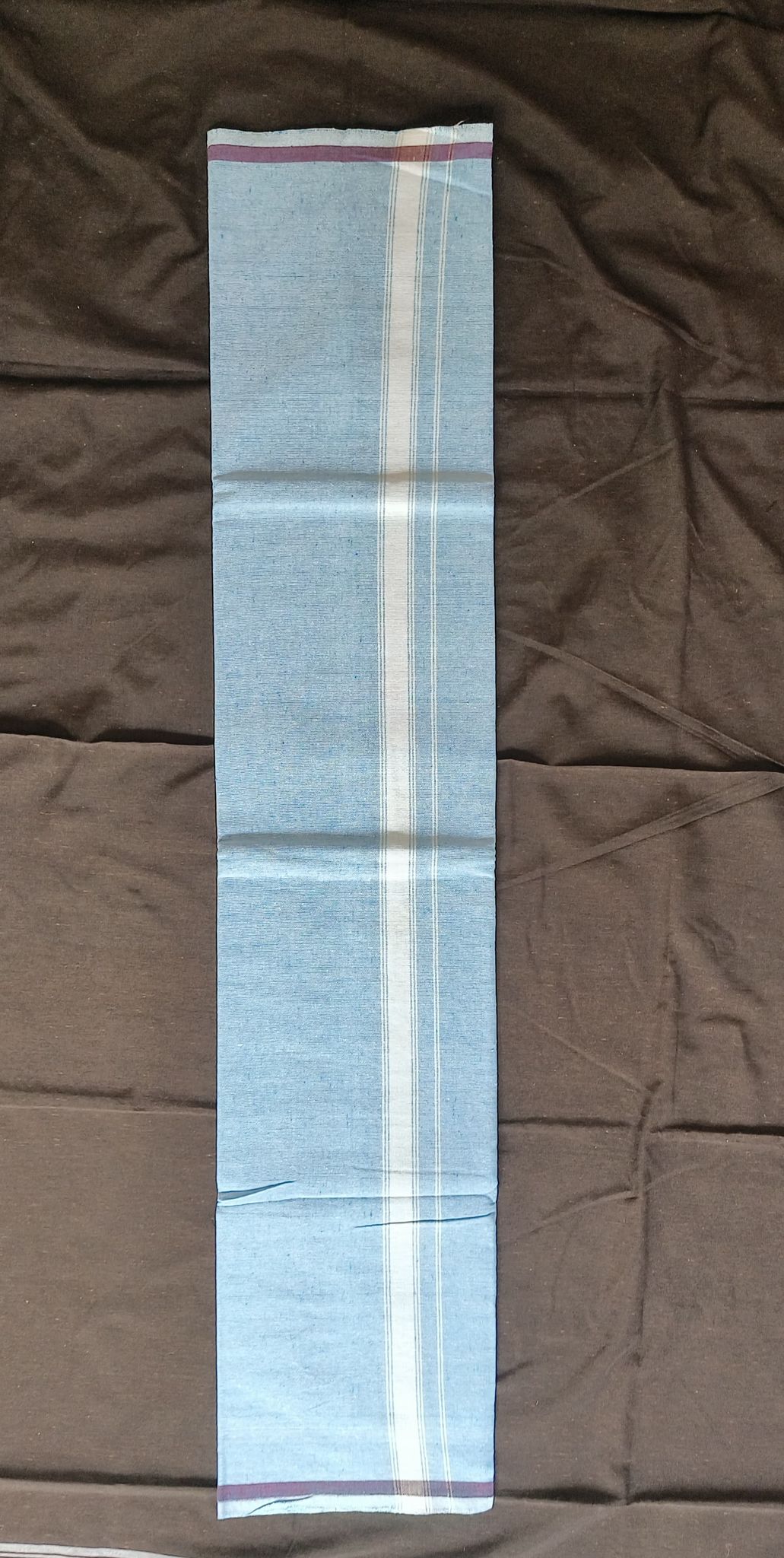 Men's Light Blue Striped Cotton Dhoti
