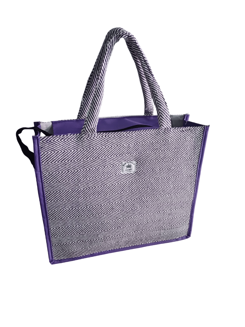 Himalaya Hemp Purple & White Chevron Eco-Friendly Tote Bag