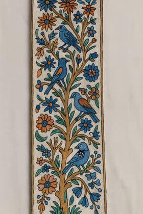 Handcrafted Embroidered Bird & Floral Tree of Life Textile Runner Wall Hanging