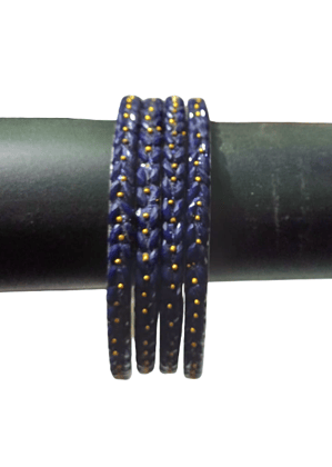 Stylish Dark Blue Embellished Alloy Bangle Set for Women