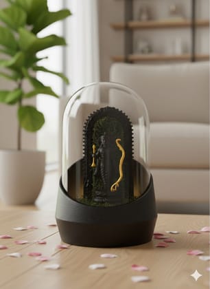 Divine Ram lalla Glass Dome Decor with Moss Base Divine Ram lalla Glass Dome Decor with Moss Base