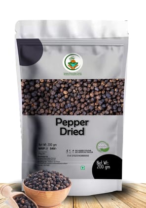 100% Natural Dried Black Pepper 200gm Pouch 100% Natural Dried Black Pepper 200gm Pouch