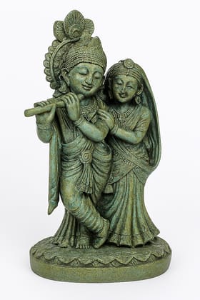 Radha Krishna Idol Statue | Divine Love Showpiece | Antique Green Finish Radha Krishna Idol Statue | Divine Love Showpiece | Antique Green Finish