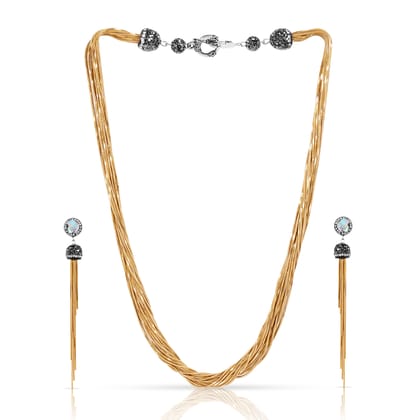 Artificial Gold Chain Pendant with Earrings