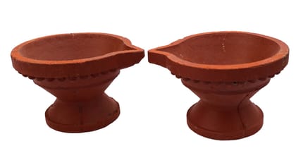 Traditional Terracotta Clay Diyas Set of 2 for Diwali Pooja & Home Decor