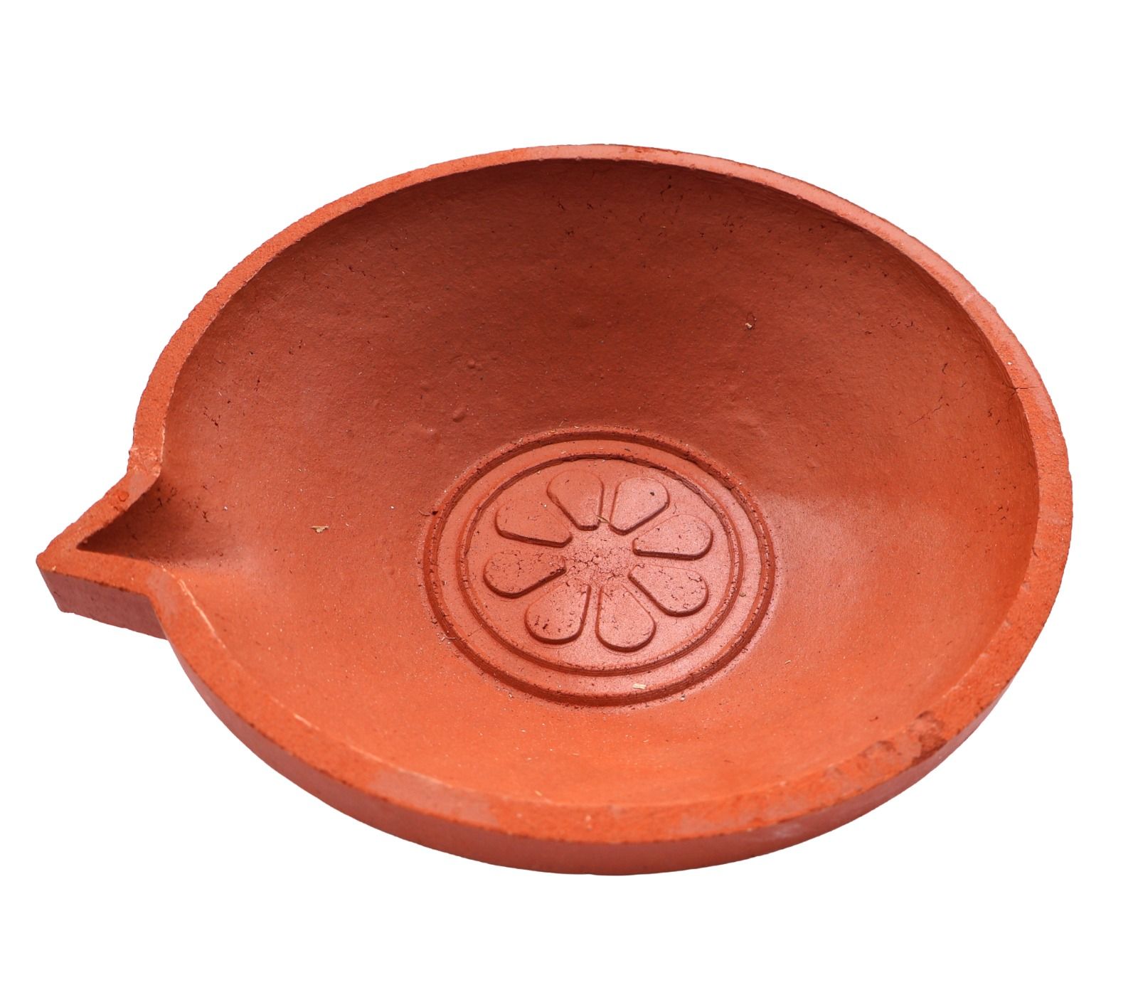 Traditional Terracotta Clay Diya Earthen Lamp with Floral Design