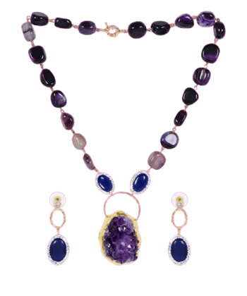 Artificial Gold Chain Pendant with Earrings