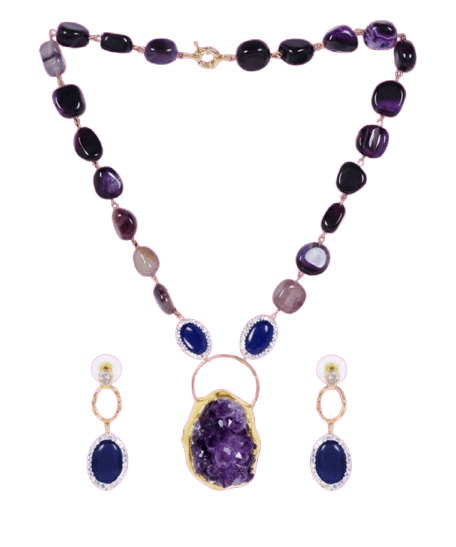 Artificial Gold Chain Pendant with Earrings