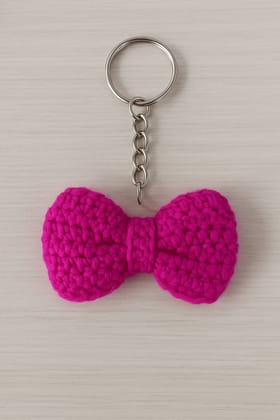 Handmade Fuchsia Crochet Butterfly Keychain