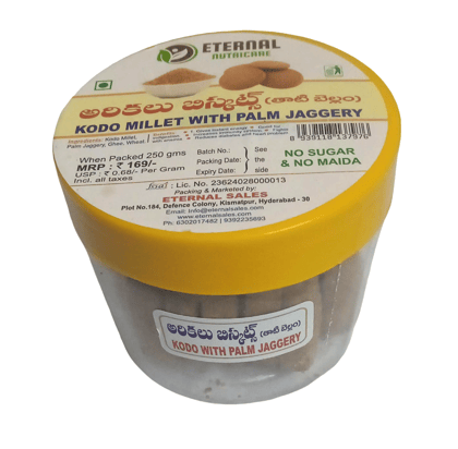 Eternal Nutricare Kodo Millet with Palm Jaggery Biscuits, 250g Healthy Snack