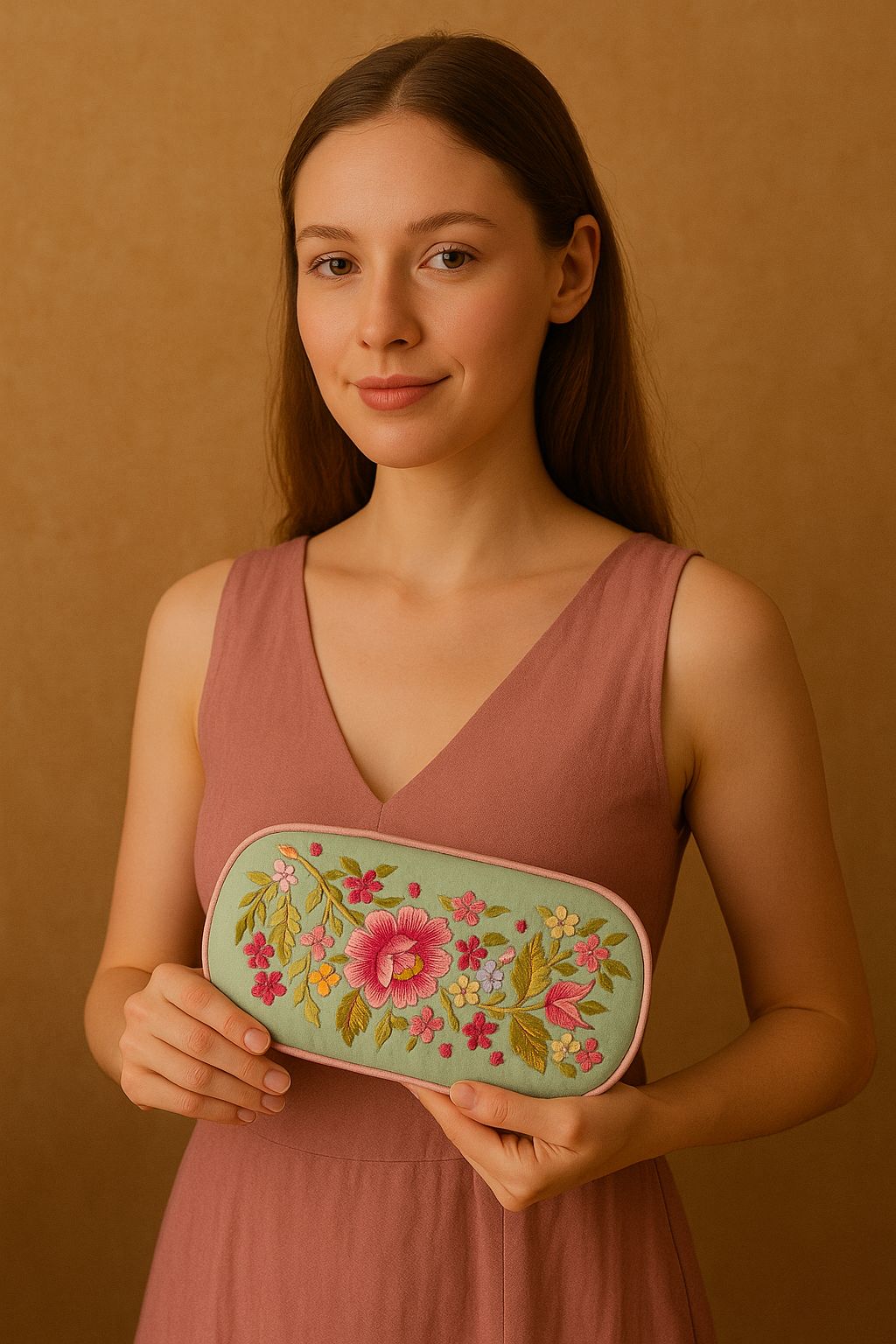 Elegant Floral Embroidered Light Green Eye Mask or Decorative Patch