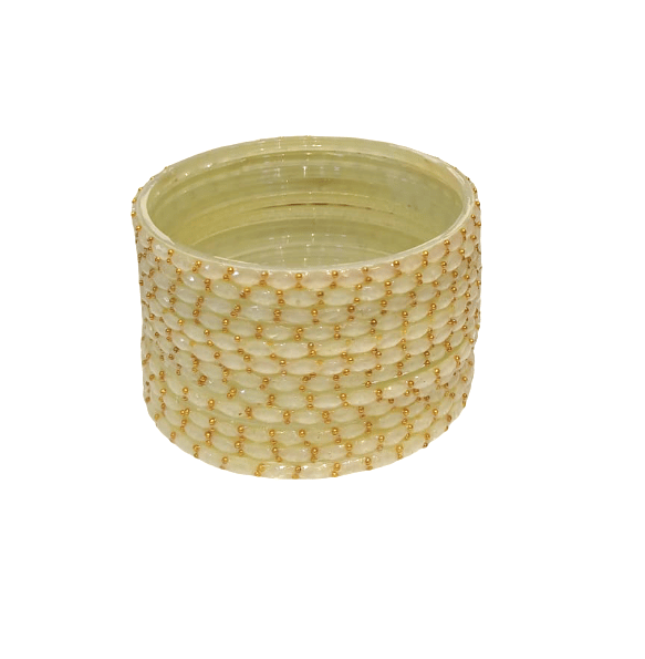 Elegant Light Yellow Beaded Stackable Bangles for Women