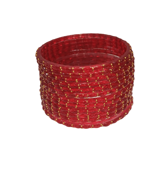 Traditional Red Beaded Bangle Set for Women
