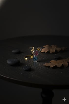 Personalized Resin Initial 'Y' Keychain with Dried Flowers & Gold Flakes Personalized Resin Initial 'Y' Keychain with Dried Flowers & Gold Flakes