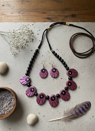 Glamvila Pink Designer Terracotta Jewellery