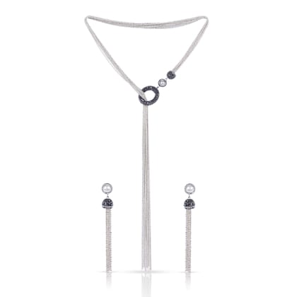 Graceful Leaf-Inspired Dual-Tone Pendant Set with Earrings