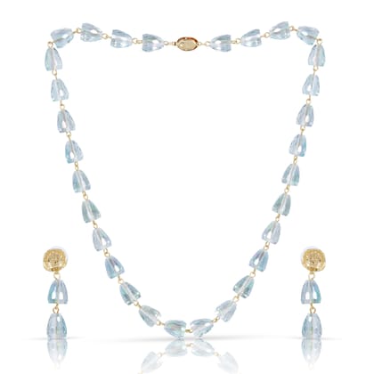 Brass Snake Chain Necklace Set with Opal Studded Earrings