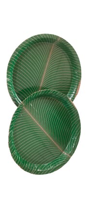Eco-Friendly Green Leaf Pattern Disposable Paper Plates for Parties Eco-Friendly Green Leaf Pattern Disposable Paper Plates for Parties
