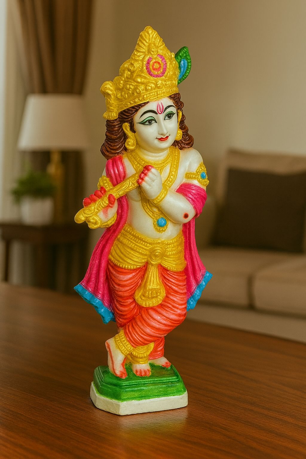 Lord Bal Krishna Idol Statue Flute Decorative Home Temple Pooja Murti Gift