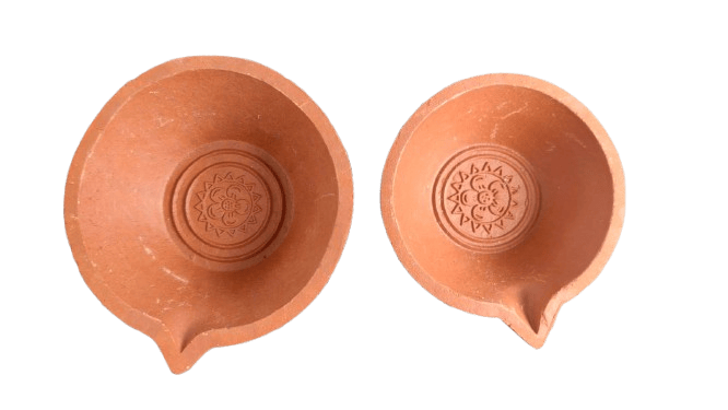 Traditional Terracotta Clay Diya Set - Handcrafted Oil Lamps for Diwali & Home Decor