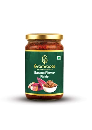 Gramroot Banana Flower Pickle - Authentic Indian Pickle Made with Fresh Banana Flowers, Green Chilies, Ginger, Garlic, and Spices - 250g