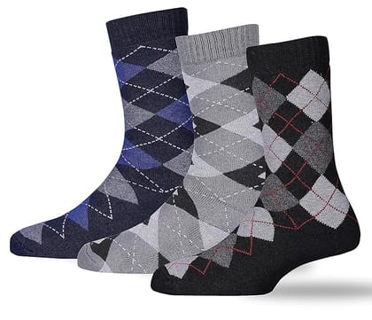Men's Classic Pattern Crew Socks - Pack of 3 - Calf Length