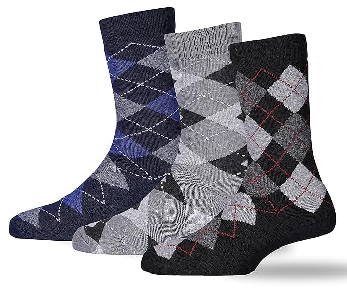 Men's Classic Pattern Crew Socks - Pack of 3 - Calf Length