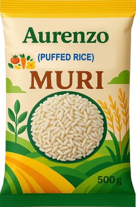 Aurenzo Muri Puffed Rice | Light & Crispy Indian Snack, 1000 gm