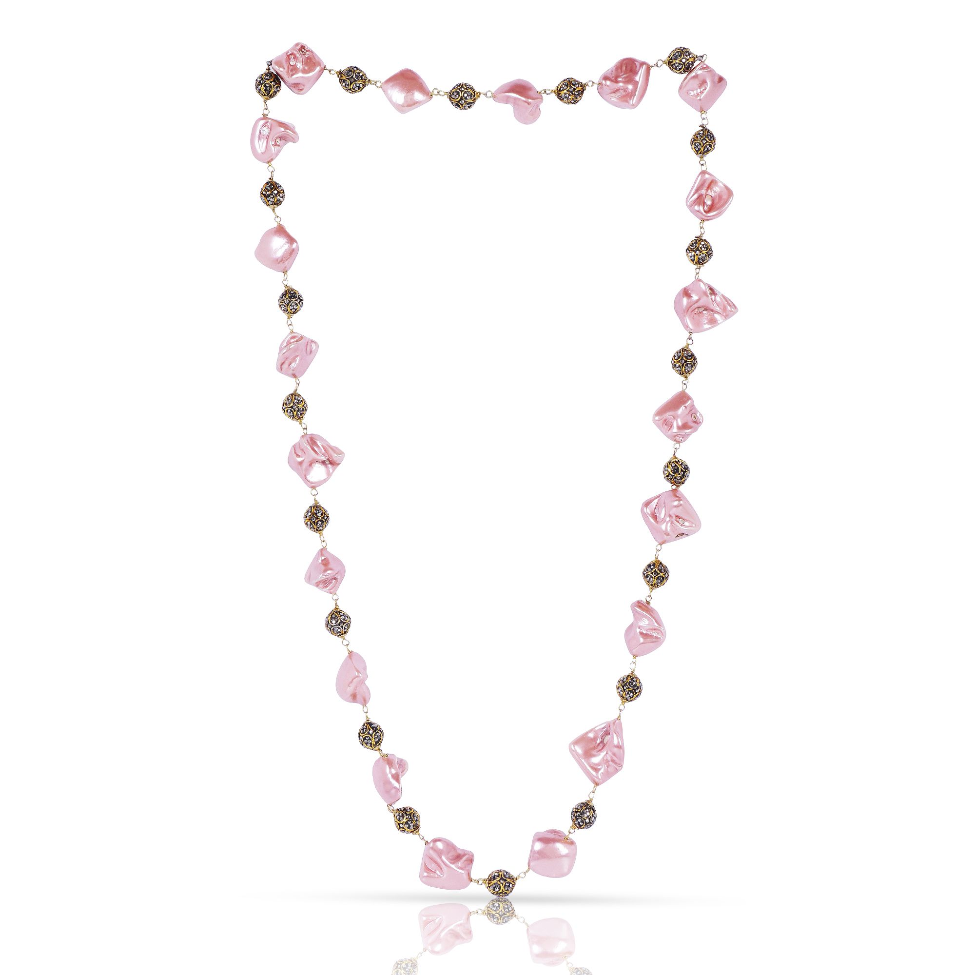 Gold Crystal Chain with Abalone Shell Pendant