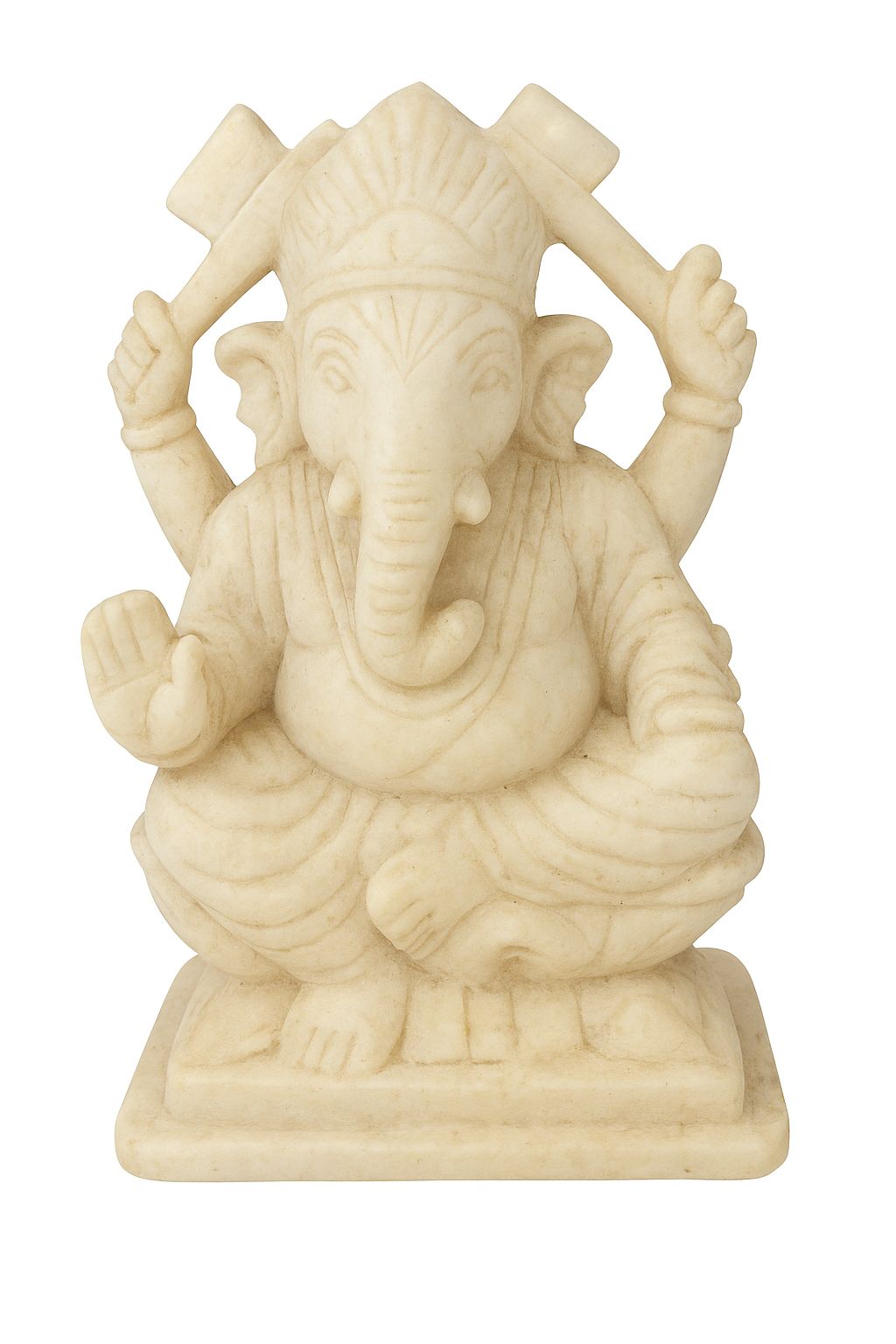 Lord Ganesha Beige Resin Idol - Elephant God Statue for Home Decor