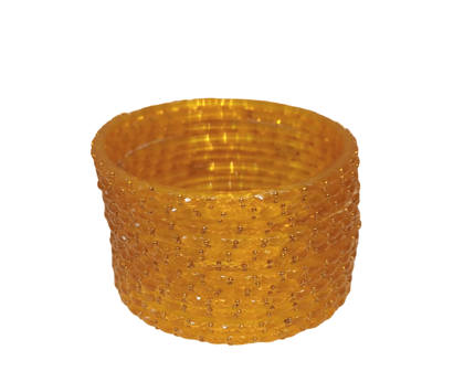 Golden Orange Beaded Stackable Bangles Set for Women