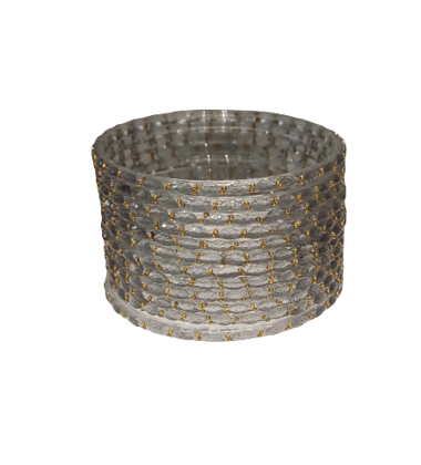 Elegant Clear & Golden Beaded Stackable Bangle Set for Women