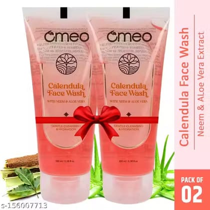 Omeo Calendula, Aloe Vera & Neem Face Wash for All Skin Types Cleanses Pores & Clarifies Impurities 100gm (Pack of 2)
