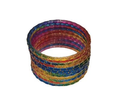 Vibrant Multi-Color Textured Stackable Glass Bangles Set for Women & Girls
